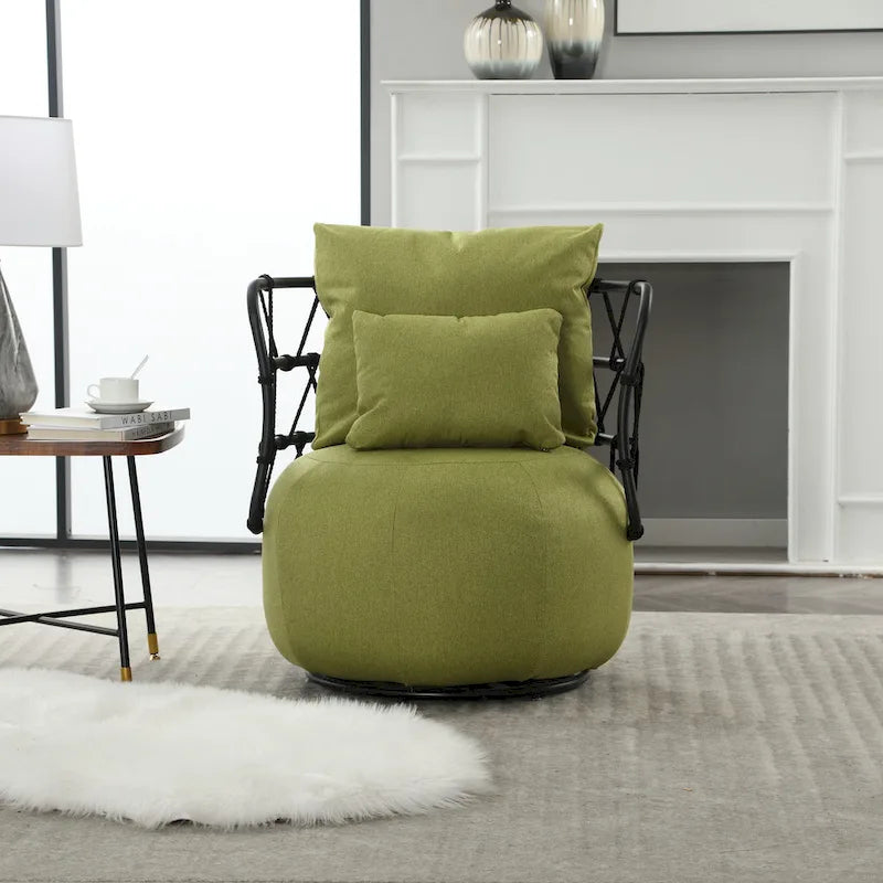 Fauteuil d'appoint rembourré avec piétement en métal