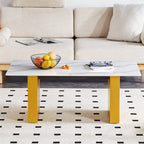 Table basse en verre trempé avec pieds colonnes en MDF