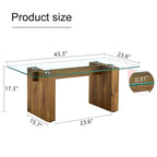 Table basse en verre trempé avec pieds colonnes en MDF
