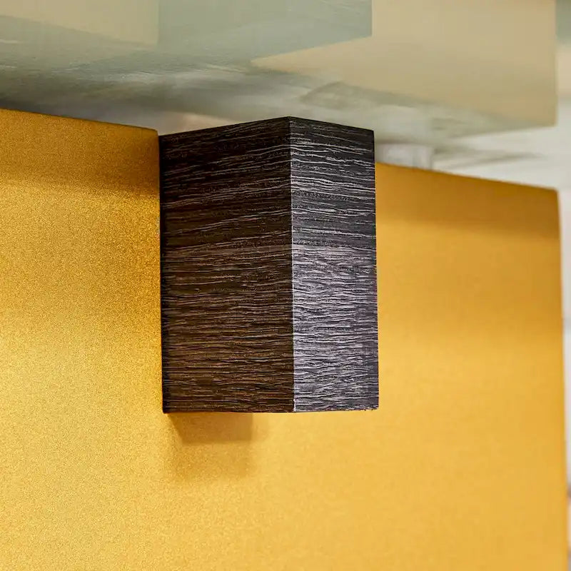 Table basse en verre trempé avec pieds colonnes en MDF