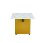 Table basse en verre trempé avec pieds colonnes en MDF