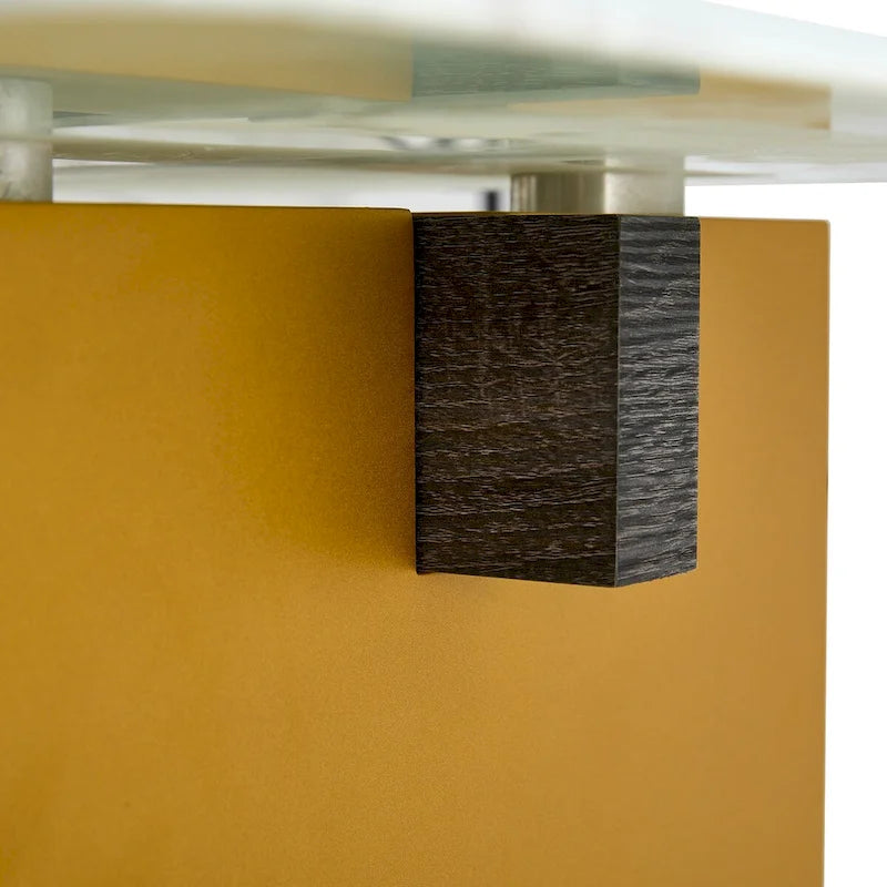 Table basse en verre trempé avec pieds colonnes en MDF