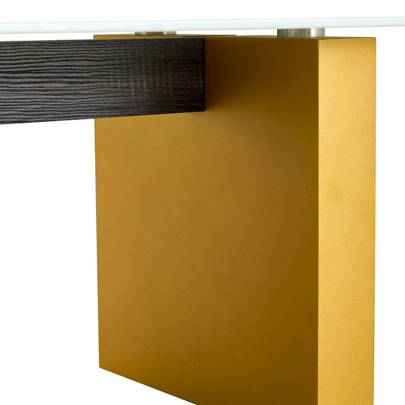 Table basse en verre trempé avec pieds colonnes en MDF