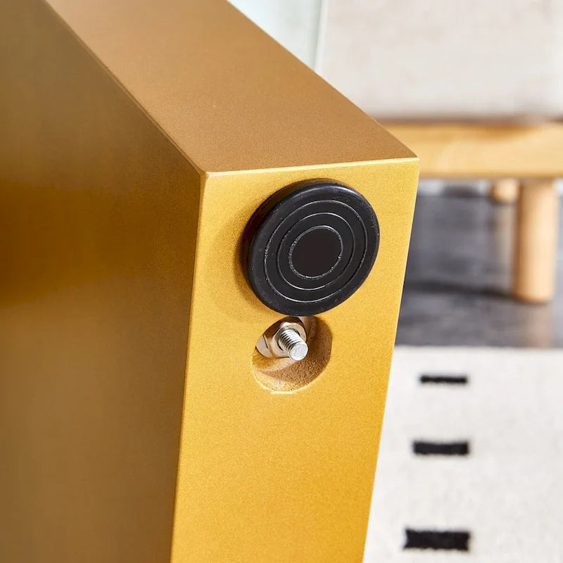 Table basse en verre trempé avec pieds colonnes en MDF