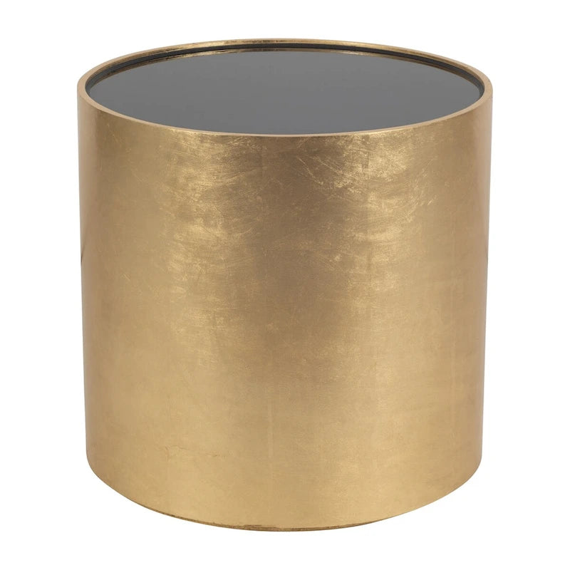 Table basse et table d'appoint rondes en verre et en bois "Modern Glam"