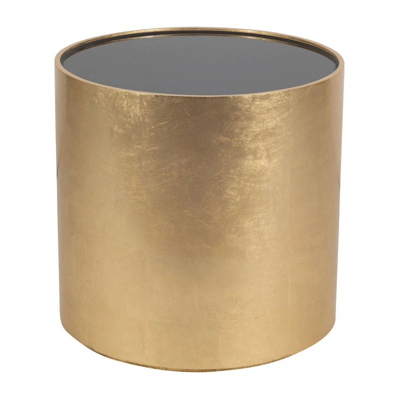 Table basse et table d'appoint rondes en verre et en bois "Modern Glam"