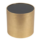Table basse et table d'appoint rondes en verre et en bois "Modern Glam"