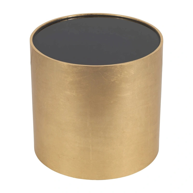 Table basse et table d'appoint rondes en verre et en bois "Modern Glam"