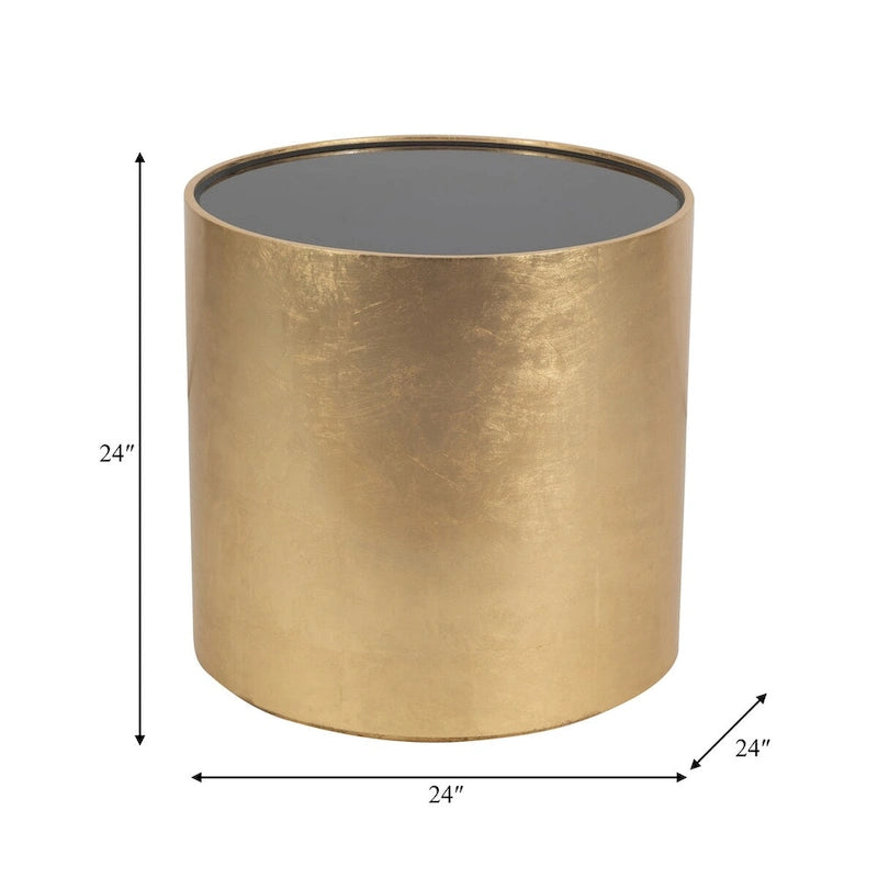 Table basse et table d'appoint rondes en verre et en bois "Modern Glam"