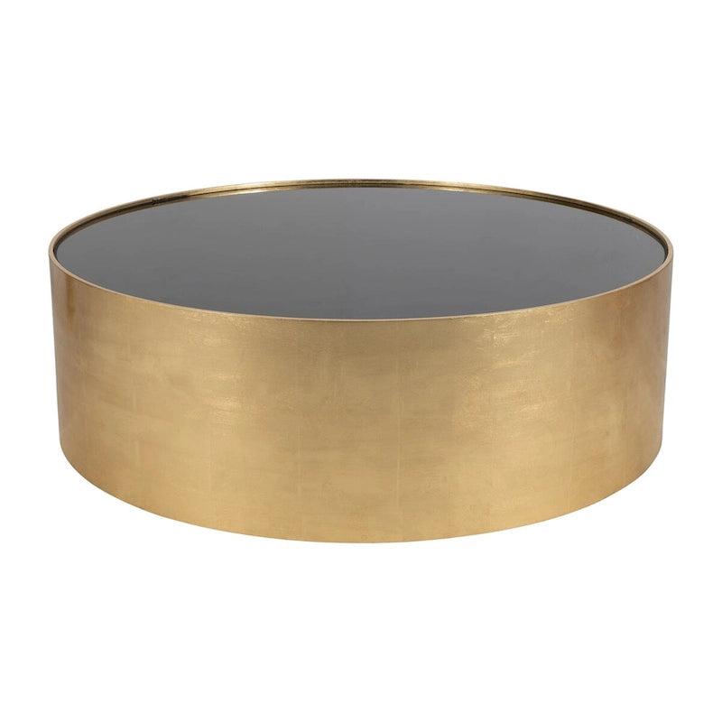 Table basse et table d'appoint rondes en verre et en bois "Modern Glam"