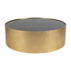 Table basse et table d'appoint rondes en verre et en bois "Modern Glam"