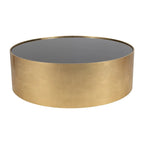 Table basse et table d'appoint rondes en verre et en bois "Modern Glam"