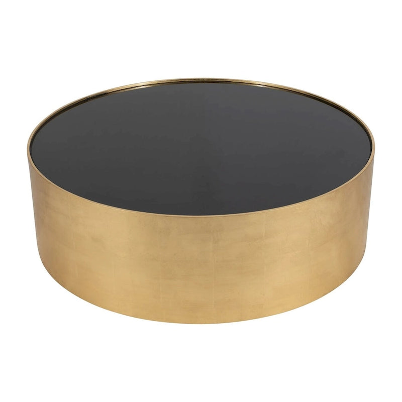 Table basse et table d'appoint rondes en verre et en bois "Modern Glam"