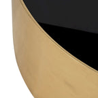 Table basse et table d'appoint rondes en verre et en bois "Modern Glam"