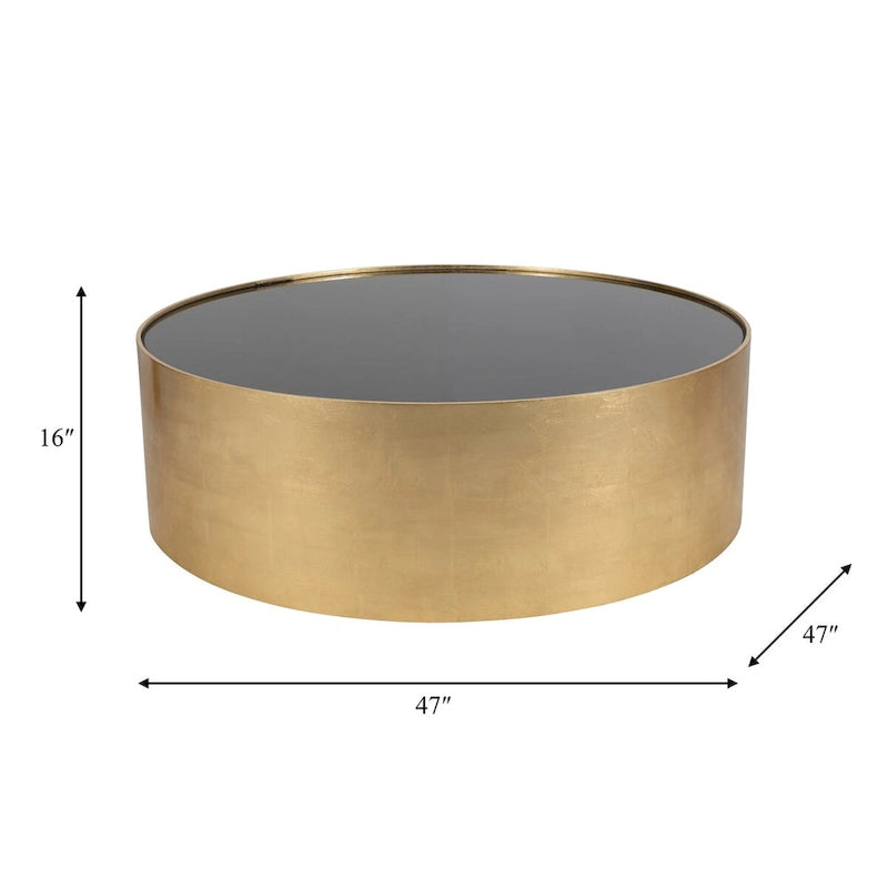 Table basse et table d'appoint rondes en verre et en bois "Modern Glam"