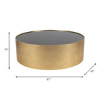Table basse et table d'appoint rondes en verre et en bois "Modern Glam"