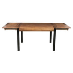 Table à manger rectangulaire extensible avec plateau en bois de manguier et pieds en fer noir