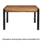 Table à manger rectangulaire extensible avec plateau en bois de manguier et pieds en fer noir