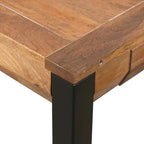 Table à manger rectangulaire extensible avec plateau en bois de manguier et pieds en fer noir