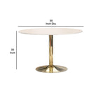 Table à manger ronde de 76 cm avec plateau en marbre et piètement en métal