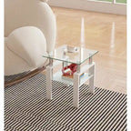 Table basse carrée en verre trempé avec pieds en métal