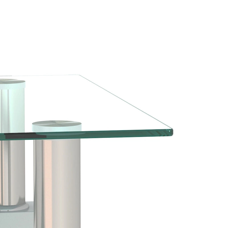 Table basse carrée en verre trempé avec pieds en métal