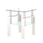 Table basse carrée en verre trempé avec pieds en métal