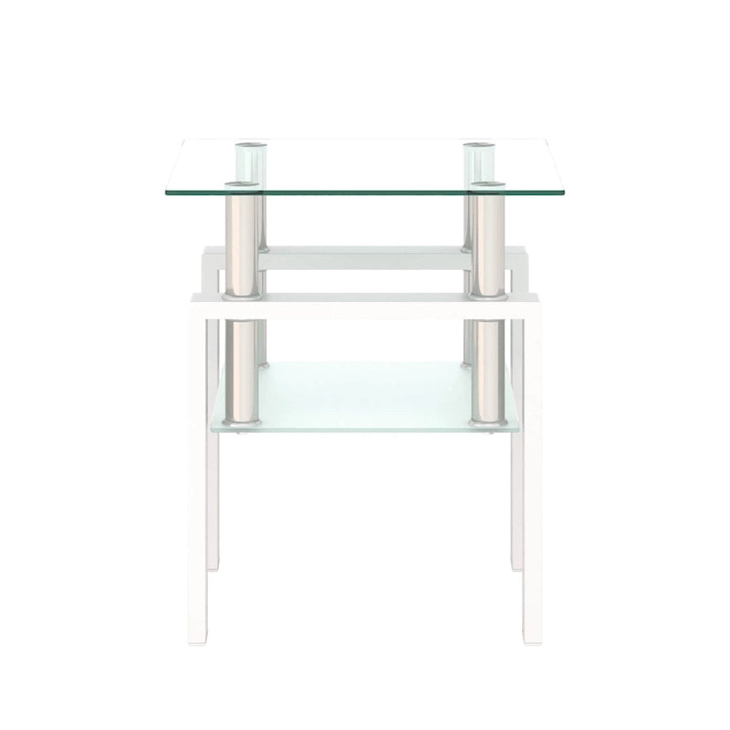 Table basse carrée en verre trempé avec pieds en métal