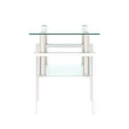 Table basse carrée en verre trempé avec pieds en métal