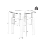 Table basse carrée en verre trempé avec pieds en métal
