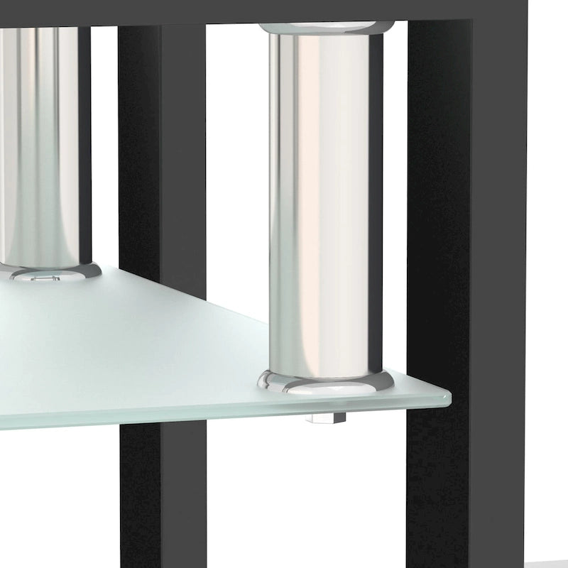 Table basse carrée en verre trempé avec pieds en métal