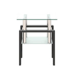 Table basse carrée en verre trempé avec pieds en métal