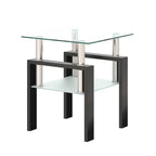 Table basse carrée en verre trempé avec pieds en métal