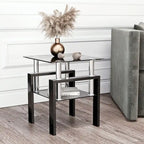 Table basse carrée en verre trempé avec pieds en métal