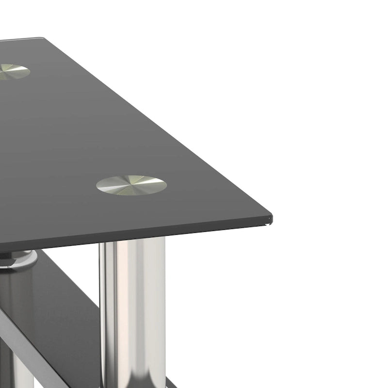 Table basse carrée en verre trempé avec pieds en métal