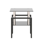 Table basse carrée en verre trempé avec pieds en métal