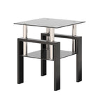 Table basse carrée en verre trempé avec pieds en métal