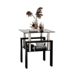 Table basse carrée en verre trempé avec pieds en métal