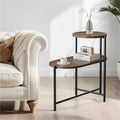 Table d'appoint ronde à 2 niveaux avec étagère de rangement