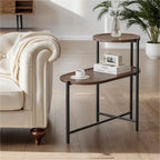 Table d'appoint ronde à 2 niveaux avec étagère de rangement