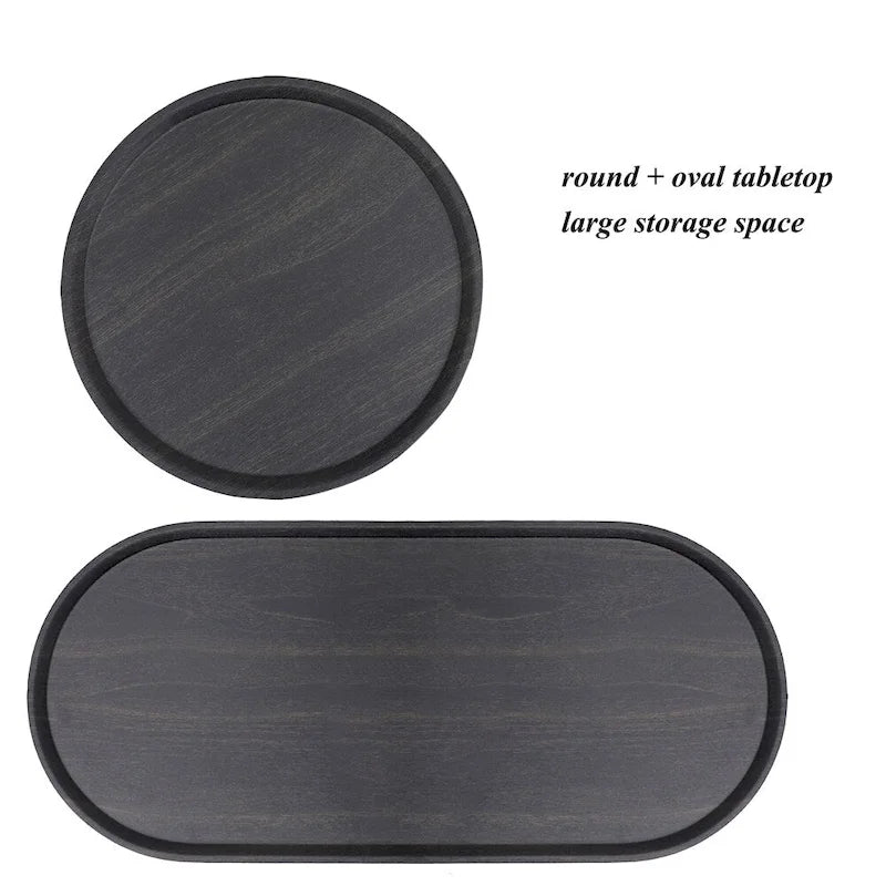 Table d'appoint ronde à 2 niveaux avec étagère de rangement
