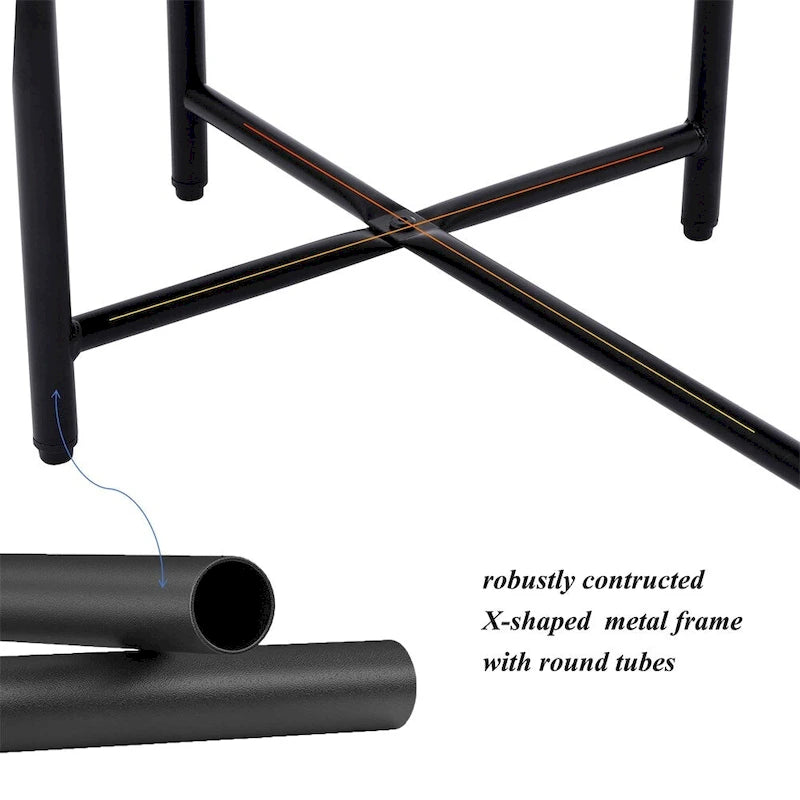 Table d'appoint ronde à 2 niveaux avec étagère de rangement