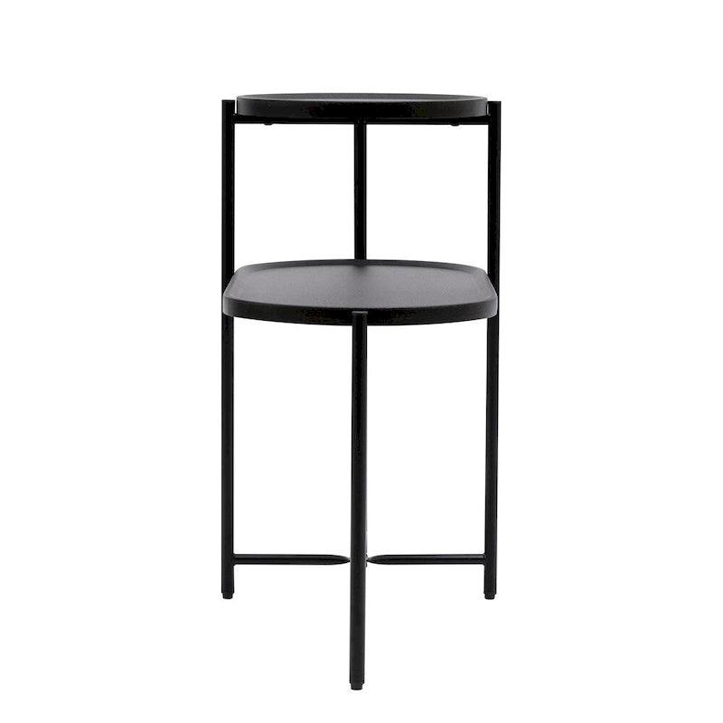 Table d'appoint ronde à 2 niveaux avec étagère de rangement