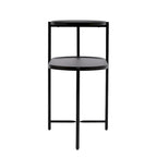 Table d'appoint ronde à 2 niveaux avec étagère de rangement