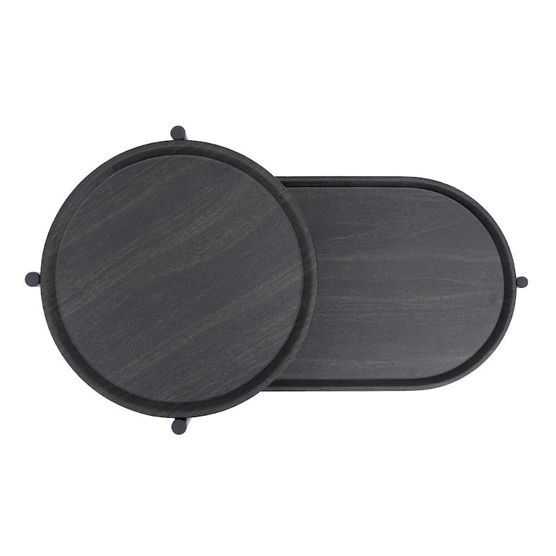 Table d'appoint ronde à 2 niveaux avec étagère de rangement
