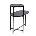 Table d'appoint ronde à 2 niveaux avec étagère de rangement