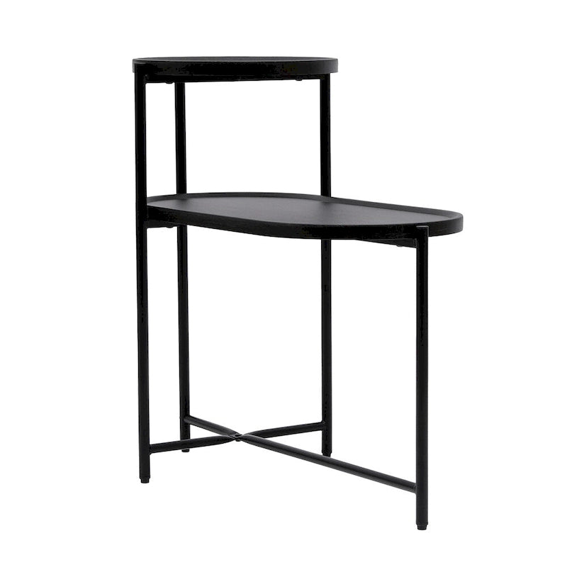 Table d'appoint ronde à 2 niveaux avec étagère de rangement