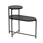 Table d'appoint ronde à 2 niveaux avec étagère de rangement