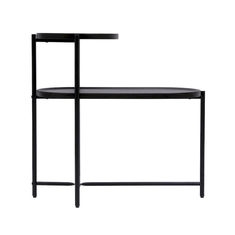 Table d'appoint ronde à 2 niveaux avec étagère de rangement