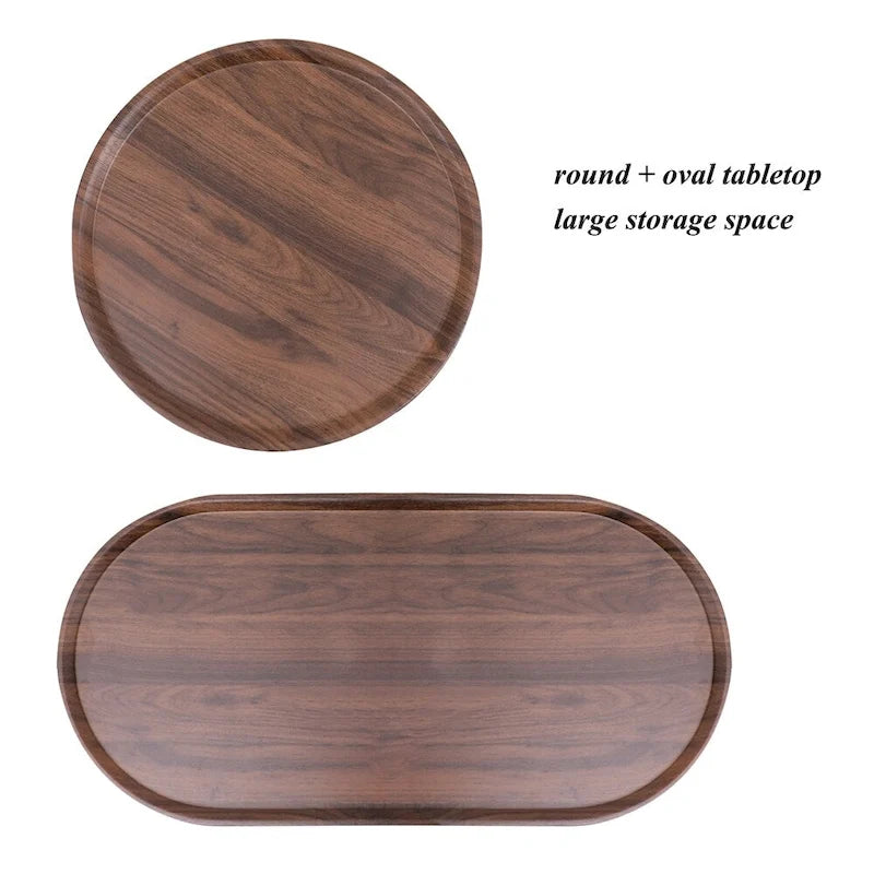 Table d'appoint ronde à 2 niveaux avec étagère de rangement